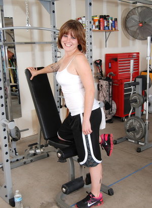 18 year old female Chloe Dash undressing on yoga mat on lawn